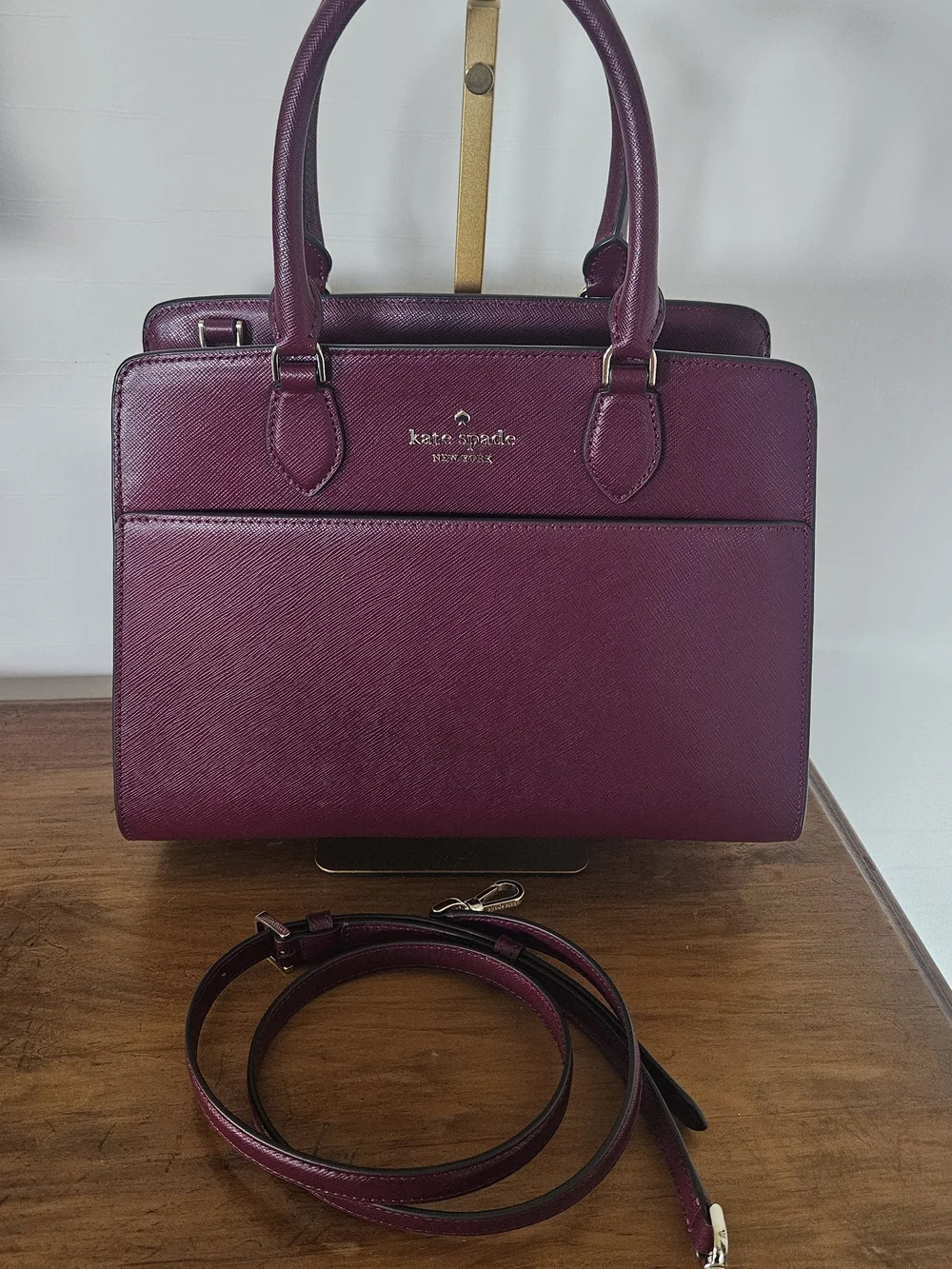 kate spade berry leather satchel with detachable strap
